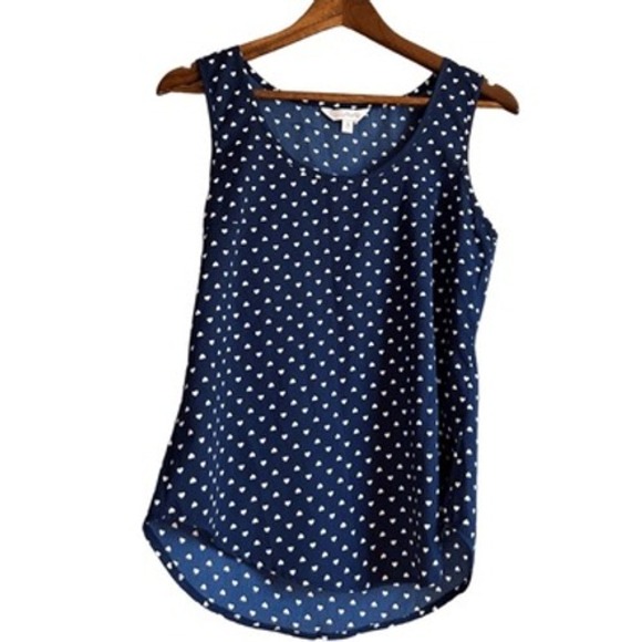 Charming Charlie Tops - Charming Charlie‎ Women's Blue Sleeveless Heart Print Tank Top